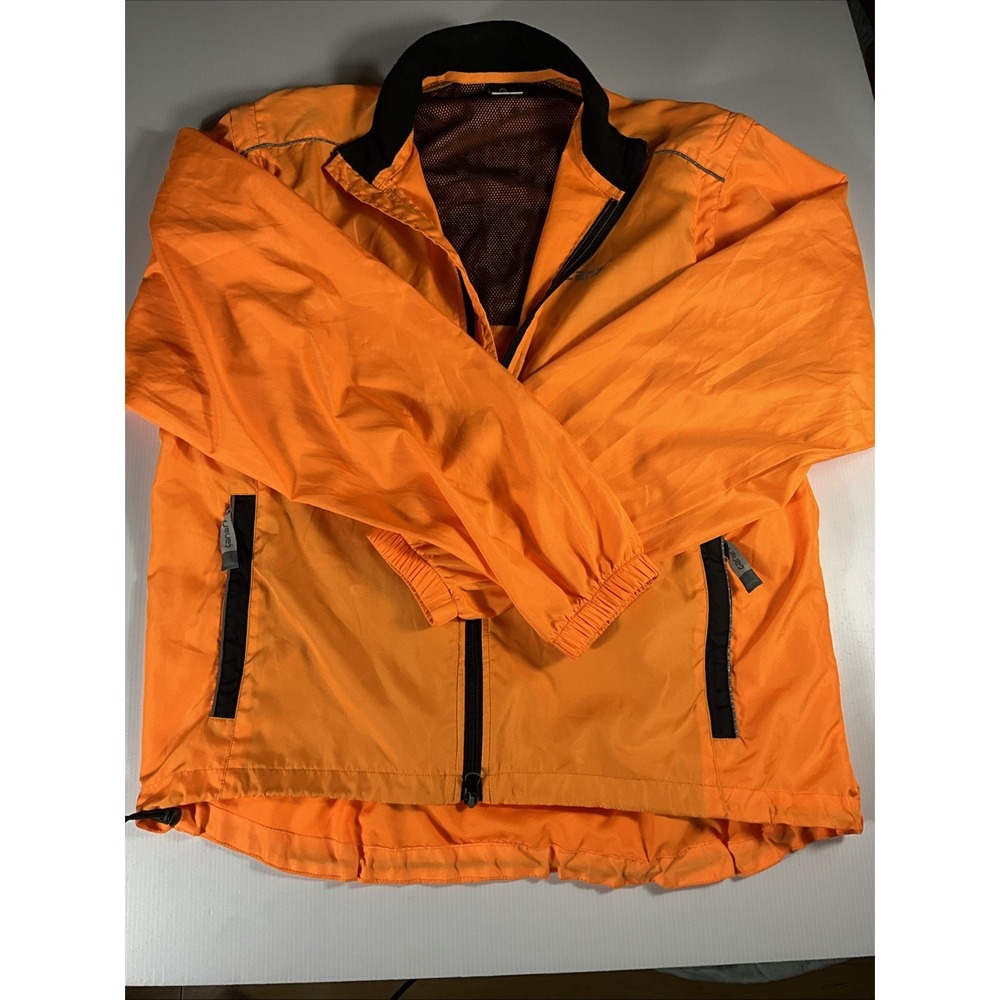 Canari Men's Large Orange Full Zip Cycling Windbreaker Jacket Reflective